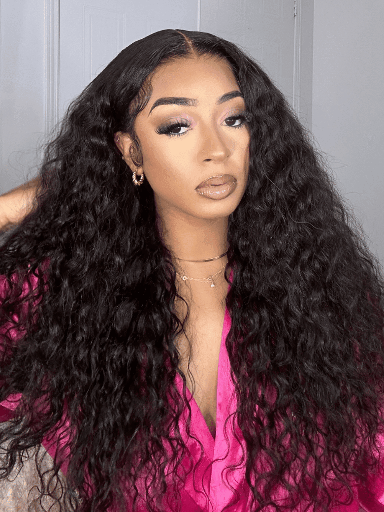 Unice 7x5 Pre-cut Lace Put On & Go No Glue Wig Water Wave With Baby Hair 150% Density