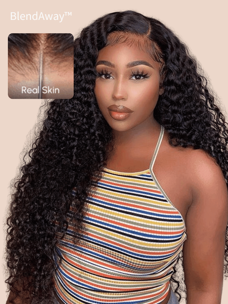 24''=$139 | 5x5 Thin HD BlendAway Lace Closure Black Glueless Jerry Curly Wig 180% Density