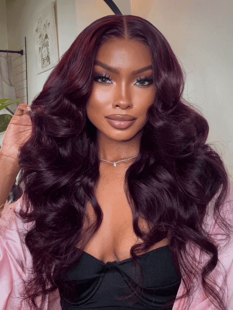 [BOGO For All Length] 7x5 Bye-Bye Knots™ Lace Frontal Purple Black Cherry Loose Wave With Invisi Drawstring Wig