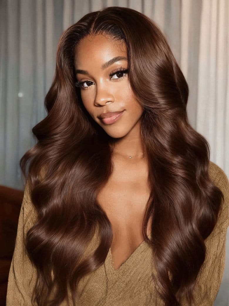[20"-24"]Glueless Auburn Brown 13x4 Pre-Everything™ Lace Frontal Loose Wave 100% Human Hair Wig with Invisi Drawstring & Face Framing Layers