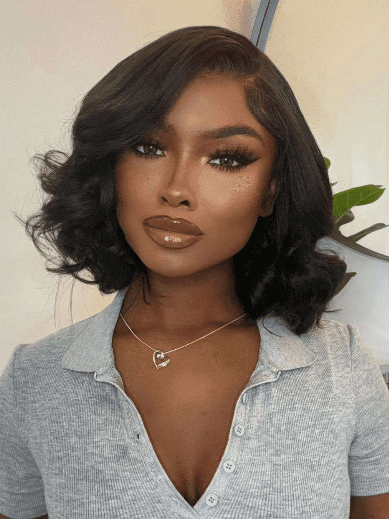 7x5 Bye Bye Knots™ Wig Black Yaki Bob Glueless Bleached Knots Wig With Drawstring