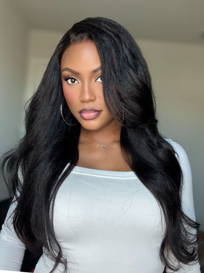 UNice 13x4 Glueless Lace Front Collection Wig Virgin Human Hair Kinky Straight Wig