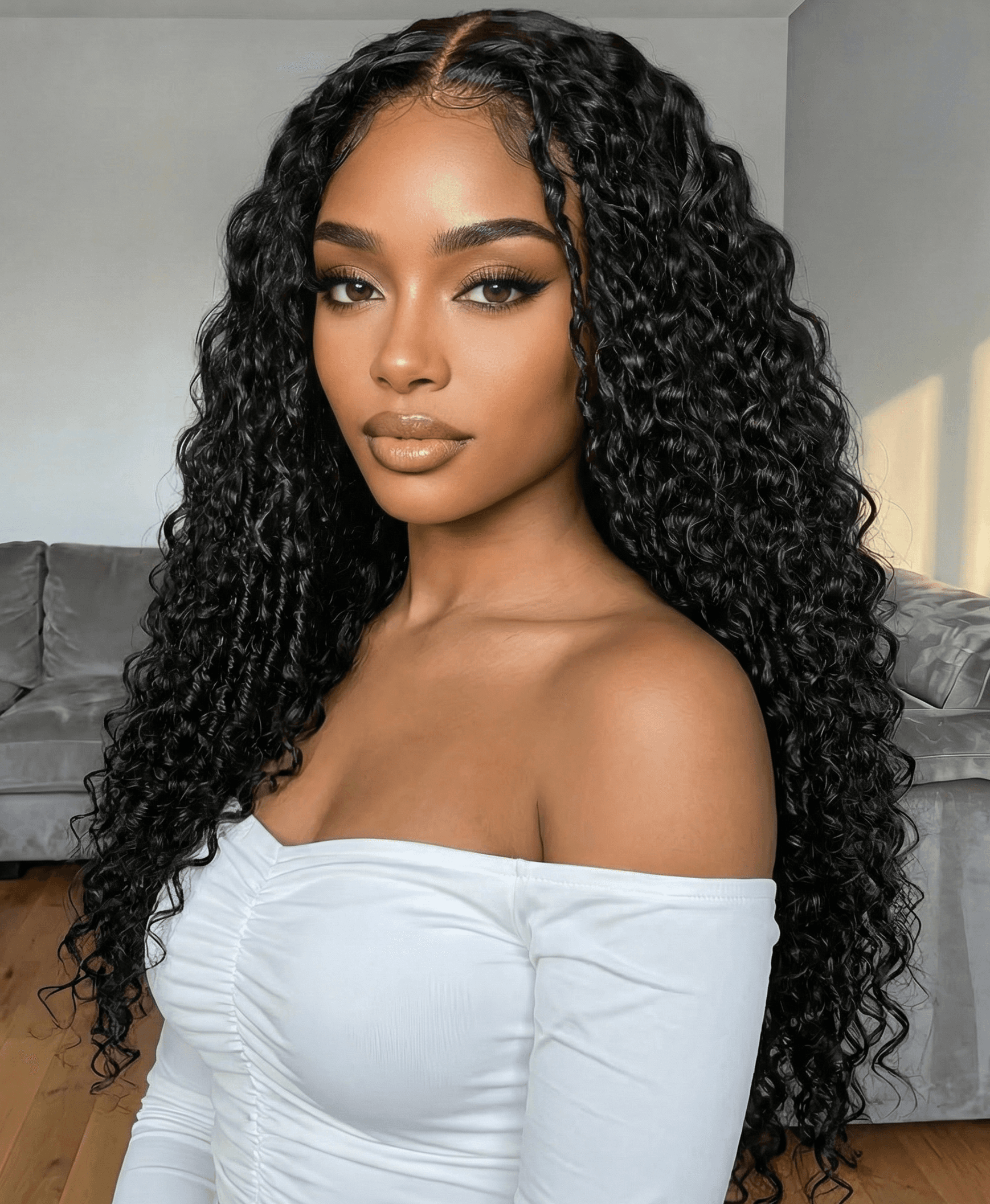 UNice Bye-Bye Slip™ 7x5 Lace Natural Black 4D Mixed Texture Burmese Curly Wig with Invisi Drawstring