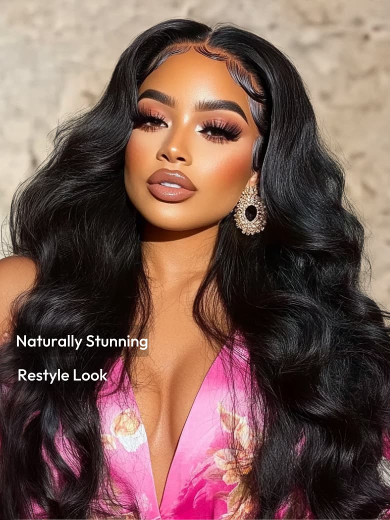 20"-22" 7x5 Bye-Bye Knots Glueless Invisi Drawstring Black Yaki Wig with Soft Layers & Pre-Plucked Hairline 150% Density