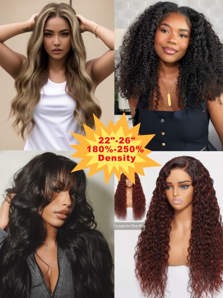 22"-26" 13x4/ 7X5/4x4 Glueless Lace Butterscotch Blonde Highlight/ Black Loose Wave/Kinky Curly/Ombre Auburn Water Wave Wigs
