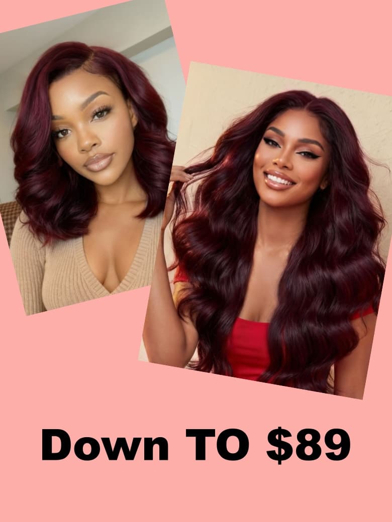 [With Invisi Drawstring]13x4 Pre-Everything Lace Front Purple Black Cherry Layered Loose Wave& 7x5 Body Wave Wig