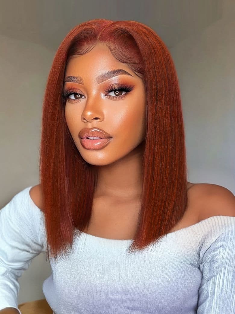 Limited $89 For UNice Bye-Bye Slip™ 7x5 Lace Reddish Brown Yaki Bob Wig