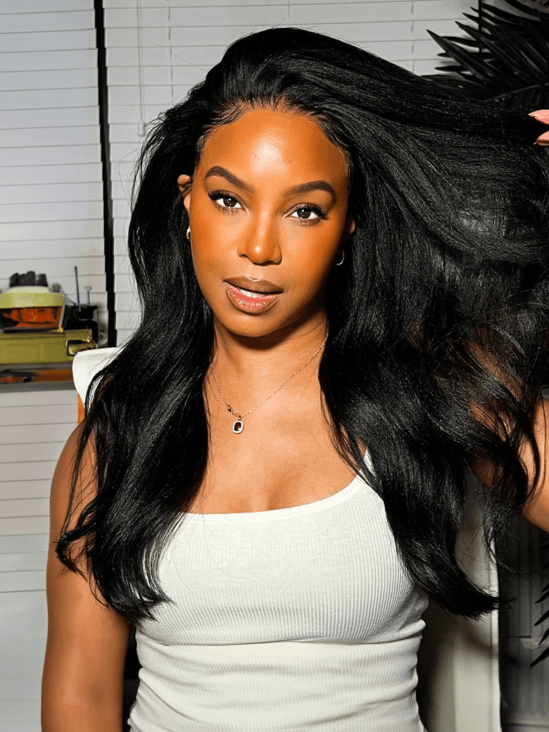 Bye Bye Knots™ Wig 7x5 Glueless Lace Black Yaki Straight Wig With Baby Hair